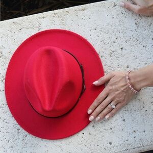 Red Belt Fedora Hat